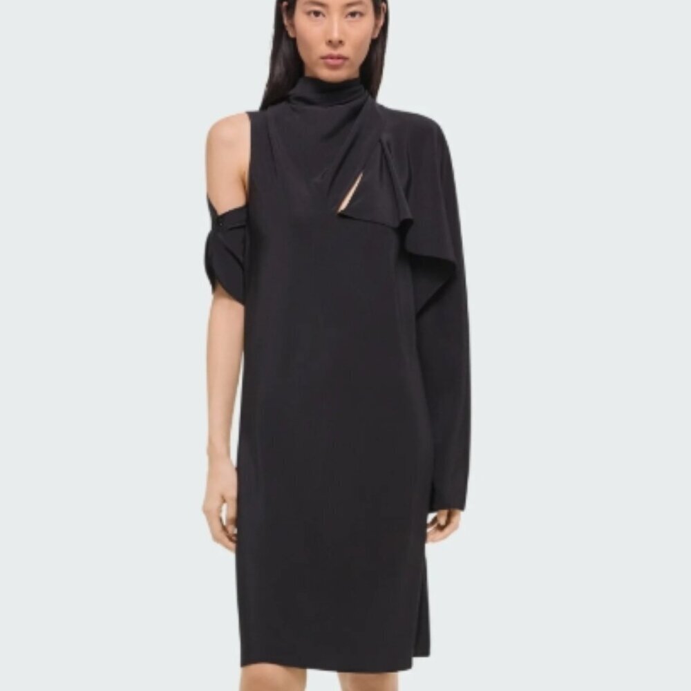 Helmut Lang Silk Shift Dress Helmut Lang Swith Scarf Helmut Lang Black Small NWT